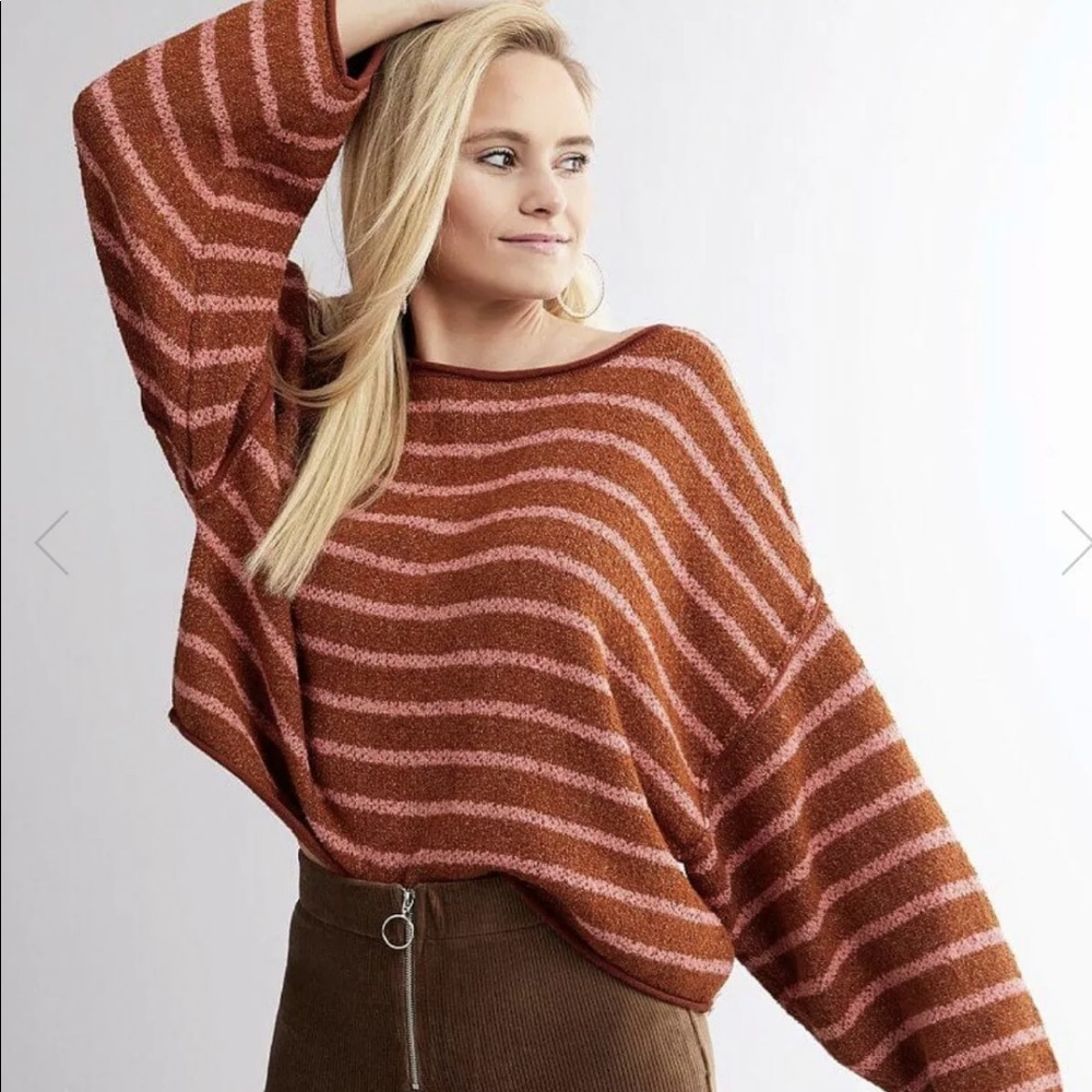 Free People Bardot Striped Sweater